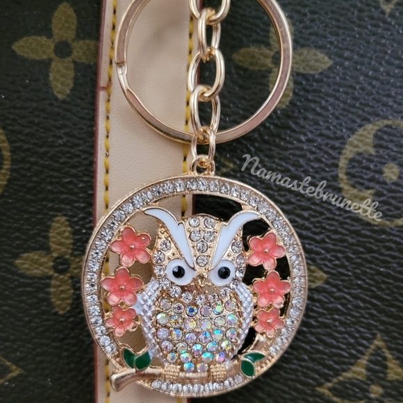 2/$20 Boho Owl Crystal Rhinestone Keychain Bag Charm - Picture 3 of 9